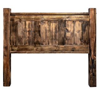 Big Sky Collection Panel Headboard with Forged Iron Accents, Provincial Finish