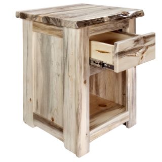 Big Sky Collection Live Edge Nightstand with Drawer, Natural Finish