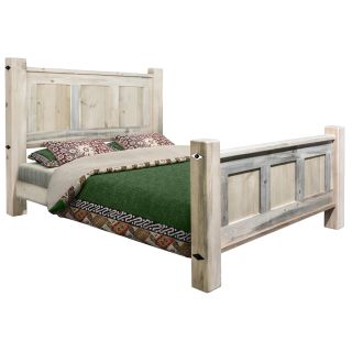 Big Sky Collection Rugged Cut Panel Bed with Forged Iron Accents, Natural Finish