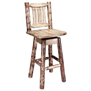Glacier Country Swivel Barstool, Wooden Seat