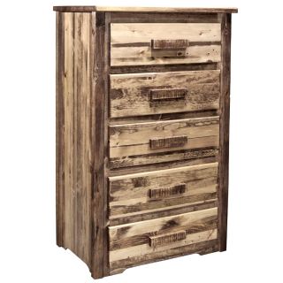 Homestead Collection 5 Drawer Chest of Drawers, Early American Stain and Lacquer Finish