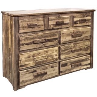 Homestead Collection 9 Drawer Dresser, Early American Stain and Lacquer Finish